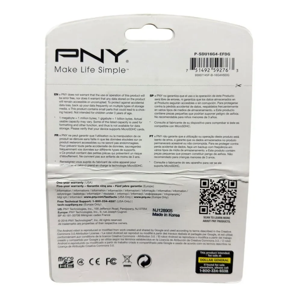 PNY 16 GB microSD High Capacity (microSDHC) with Adapter and Case NJ128905